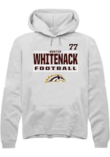 Hunter Whitenack Western Michigan Broncos Mens White Football NIL Stacked Box Player Hood