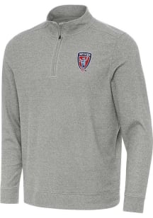 Antigua Indy Eleven Mens Grey Subtle Long Sleeve Qtr Zip Pullover