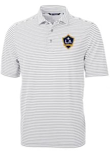 Cutter and Buck LA Galaxy Grey Virtue Eco Pique Stripe Big and Tall Polo