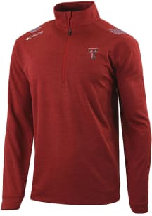 Columbia Texas Tech Red Raiders Mens Red Heat Seal Oakland Downs Long Sleeve Qtr Zip Pullover