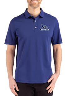 Cutter and Buck Creighton Bluejays Mens Blue Advantage Refresh Short Sleeve Polo