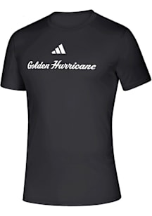Adidas Tulsa Golden Hurricane Black Golden Hurricanes Stacked Creator Short Sleeve T Shirt