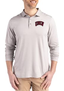 Mens USC Trojans Grey Cutter and Buck Coastline Long Sleeve Polo Shirt