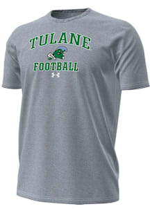 Under Armour Tulane Green Wave Grey Football Performance Short Sleeve T Shirt