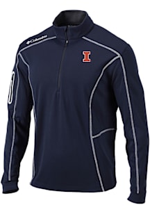 Columbia Illinois Fighting Illini Mens Navy Blue Heat Seal Omni Wick Shotgun Long Sleeve Qtr Zip P..