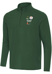 Antigua Miami Hurricanes Mens Green 2026 Fiesta Bowl Champions Intent Long Sleeve Qtr Zip Pullover