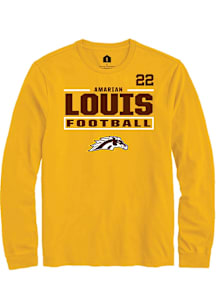 Amarian Louis Western Michigan Broncos Gold Football NIL Stacked Box Long Sleeve Player T Shirt