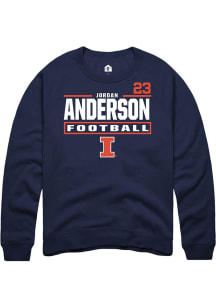 Jordan Anderson Rally Mens Navy Blue Illinois Fighting Illini NIL Stacked Box Player Crew