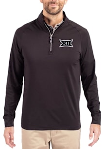 Cutter and Buck Big 12 Mens Black Adapt Eco Big and Tall Qtr Zip