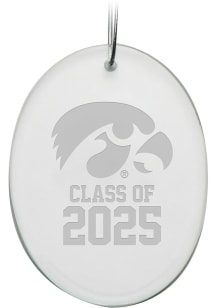 White Iowa Hawkeyes Campus Crystal Class of 2025 Oval Ornament