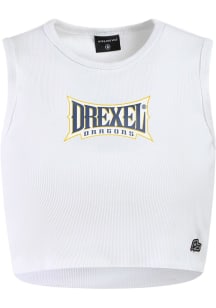 Womens Drexel Dragons White Hype and Vice Cut Off Tank Top
