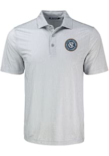 Cutter and Buck New York City FC Mens Grey Pike Shadow Check Short Sleeve Polo