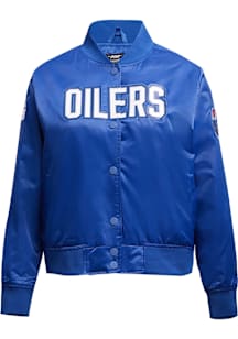 Pro Standard Edmonton Oilers Womens Blue Classic Chenille Light Weight Jacket