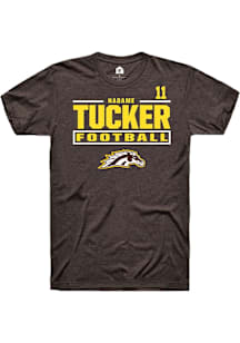 Nadame Tucker Western Michigan Broncos Brown Football NIL Stacked Box Short Sleeve Player T Shirt