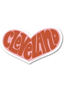 Cleveland Retro Heart Stickers - Pink