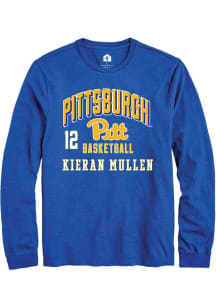 Kieran Mullen Mens Blue Pitt Panthers NIL Arch Logo Long Sleeve Player T Shirt