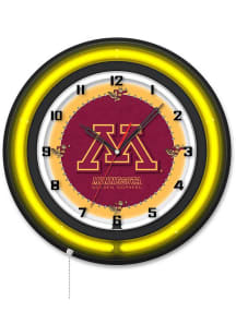 Black Minnesota Golden Gophers 19in Neon Wall Clock