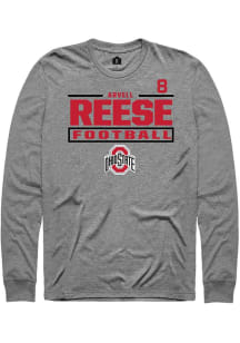 Arvell Reese Mens Graphite Ohio State Buckeyes NIL Stacked Box Long Sleeve Player T Shirt