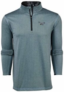 Greyson Philadelphia Eagles Mens Green Tate Herringbone Long Sleeve Qtr Zip Pullover