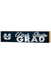 KH Sports Fan Utah State Aggies Grad graduation graphic Sign - Navy Blue