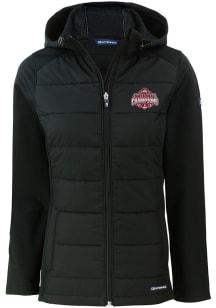 Womens Ohio State Buckeyes Black Cutter and Buck 2024 Football National Champion Evoke Hood Heavy..