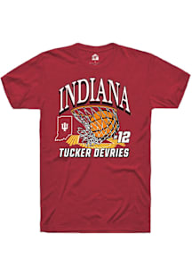Tucker DeVries Indiana Hoosiers Crimson NIL Name Number Net Short Sleeve Player T Shirt