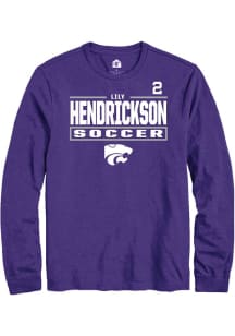 Lily Hendrickson Mens Purple K-State Wildcats NIL Stacked Box Long Sleeve Player T Shirt