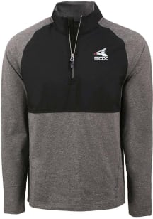Cutter and Buck Chicago White Sox Mens Black Cooperstown  Adapt Eco Hybrid Long Sleeve Qtr Zip Pul..