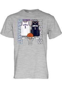 Blue 84 Kansas Jayhawks Grey Basketball vs UConn Huskies Short Sleeve T Shirt