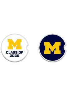 White Michigan Wolverines Class of 2026 Set of 2 Car Coaster