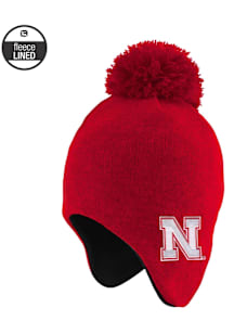 LogoFit Nebraska Cornhuskers  Minion Earflap Pom Youth Knit Hat