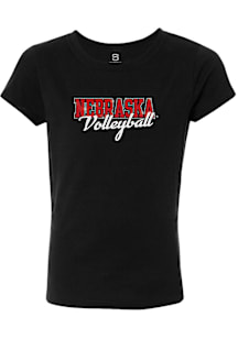 Summit Sportswear Nebraska Cornhuskers Girls Black Team Bling Short Sleeve Fashion T-Shirt
