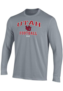 Under Armour Utah Utes Grey Football Performance Long Sleeve T Shirt