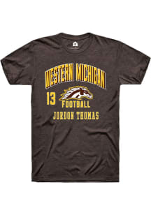 Jordon Thomas Brown Western Michigan Broncos NIL Arch Logo Short Sleeve T Shirt