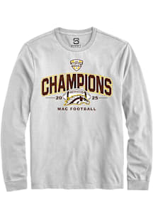 Summit Sportswear Western Michigan Broncos White MAC 2025 Football Champions Long Sleeve T Shirt