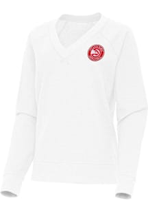 Antigua Atlanta Hawks Womens White Varsity Crew Sweatshirt