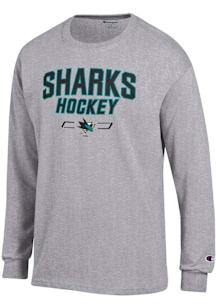 Champion San Jose Sharks Grey Arch Team Hockey Jersey Long Sleeve T Shirt