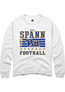 Deuce Spann Rally Mens White Pitt Panthers NIL Striped Player Crew