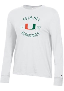Champion Miami Hurricanes Womens White Core LS Tee