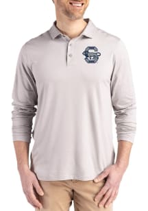 Mens Penn State Nittany Lions Grey Cutter and Buck Vault Coastline Long Sleeve Polo Shirt