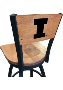 Brown Illinois Fighting Illini Maple Seat Maple Back Swivel Pub Stool