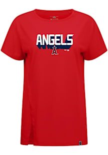 Levelwear Los Angeles Angels Womens Red Influx Retro 3D Short Sleeve T-Shirt