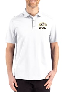 Mens Western Michigan Broncos White Cutter and Buck Advantage Refresh Short Sleeve Polo Shirt