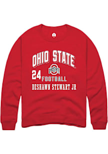 Deshawn Stewart Jr Ohio State Buckeyes Mens Red Football NIL Arch Logo Player Crew