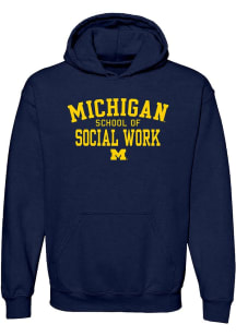 Mens Navy Blue Michigan Wolverines School of Social Work Hooded Sweatshirt