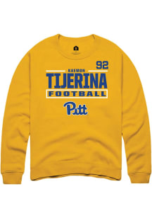 Kaemon Tijerina Rally Mens Gold Pitt Panthers NIL Stacked Box Player Crew