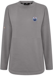 Levelwear Edmonton Oilers Womens Charcoal Beaudry Embroidered 3D Patch Crew Sweatshirt