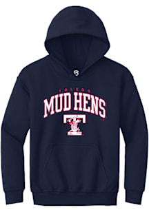 Summit Sportswear Toledo Mud Hens Youth Navy Blue Arch Mascot Long Sleeve Hoodie