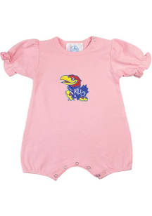 Kansas Jayhawks Baby Pink Mascot Short Sleeve One Piece
