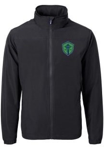 Cutter and Buck Seattle Sounders FC Mens Black Charter Eco Big and Tall Light Weight Jacket